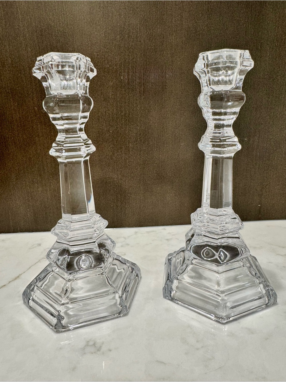 Tiffany’s rare vintage Plymouth crystal candlesticks set of 2